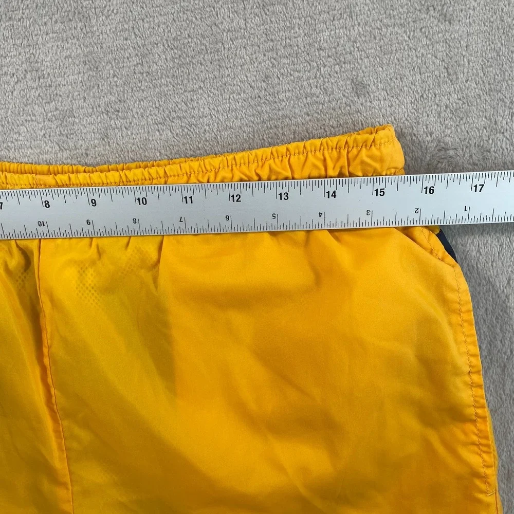 Vintage Y2K Nike‎ Swim Trunks Shorts Men Medium Yellow Black Big Logo Mesh Liner
